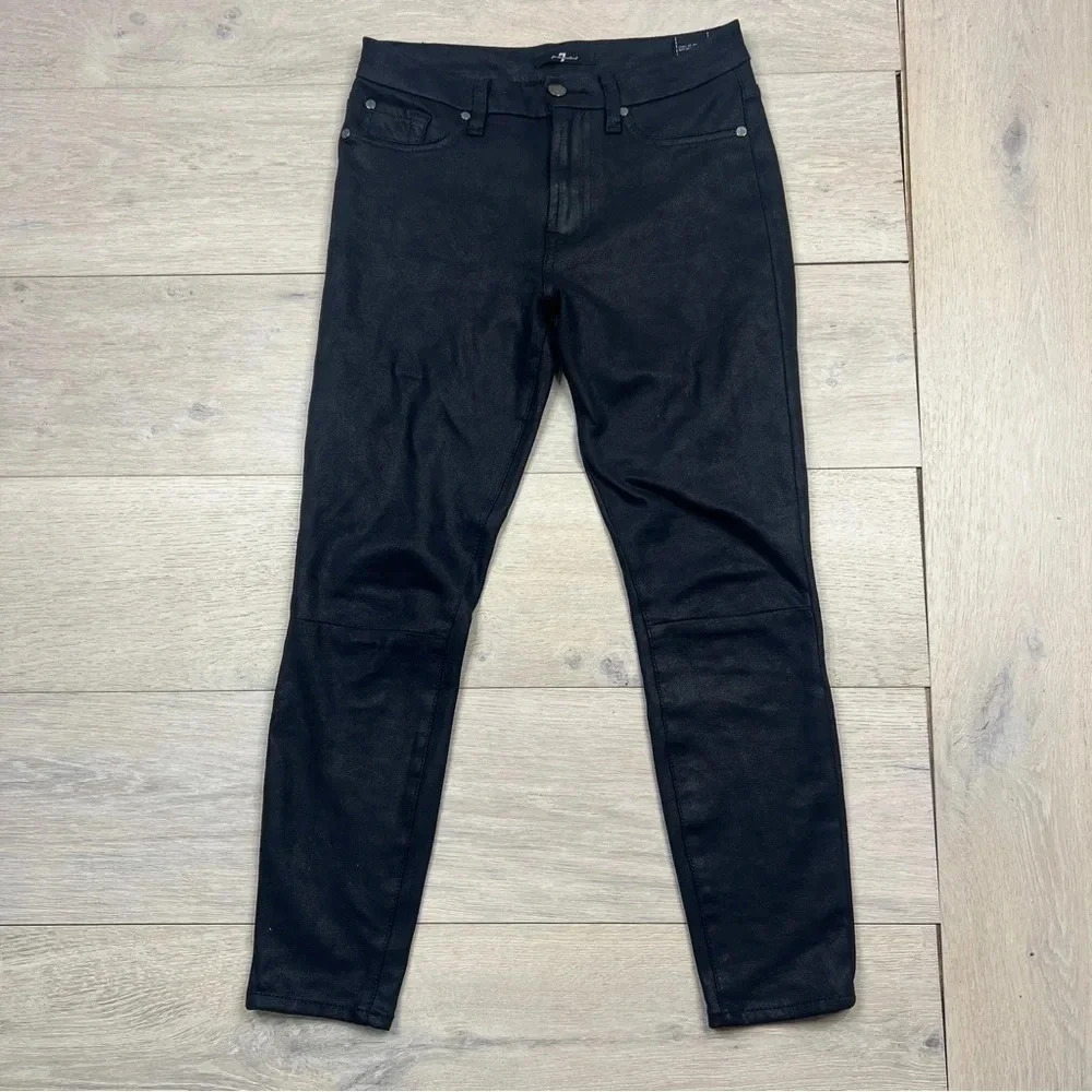 7 For All ManKind Womens Faux Leather Ankle Skinny Fit Jeans